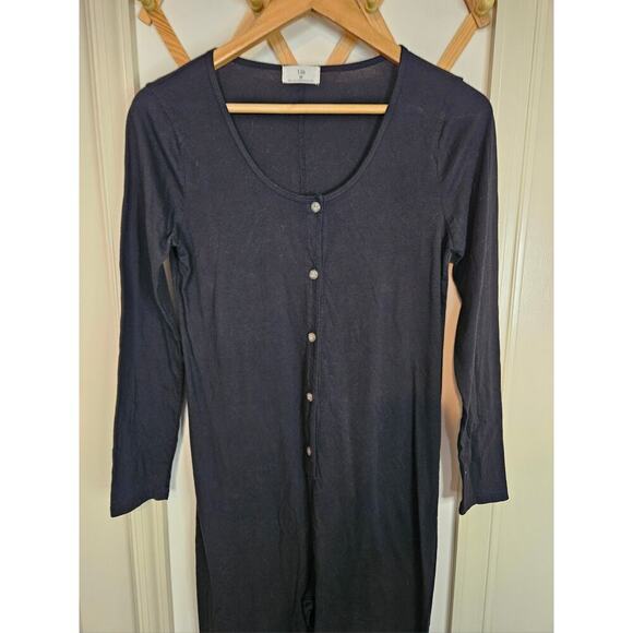 t.La by Anthropologie Henley Jumpsuit XS – Black Cotton Long Sleeve One Piece - Picture 5 of 5